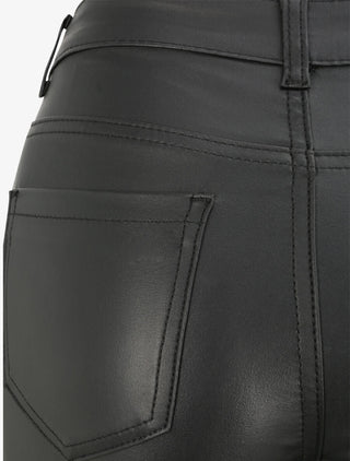 Pantalon en simili à bord avant fendu - Noir