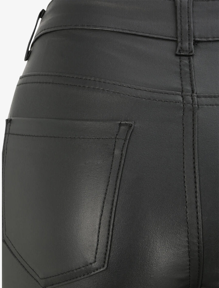 Pantalon en simili à bord avant fendu - Noir