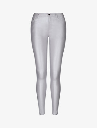 Pantalon lamé coupe skinny - Argent