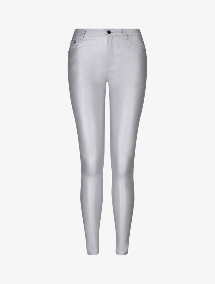 Pantalon lamé coupe skinny - Argent