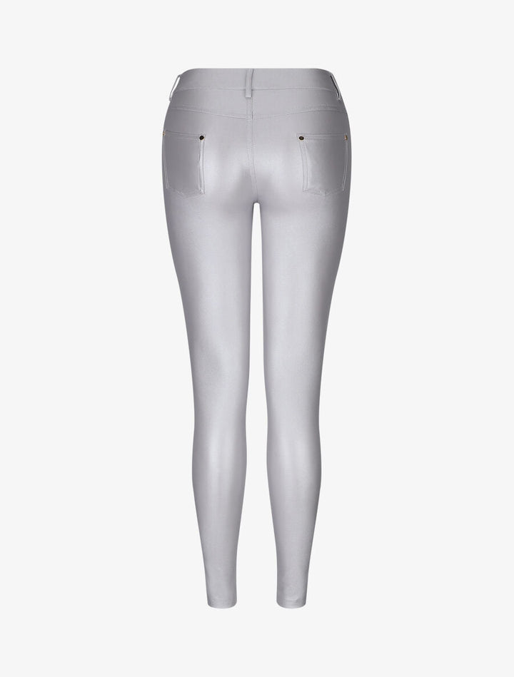 Pantalon lamé coupe skinny - Argent