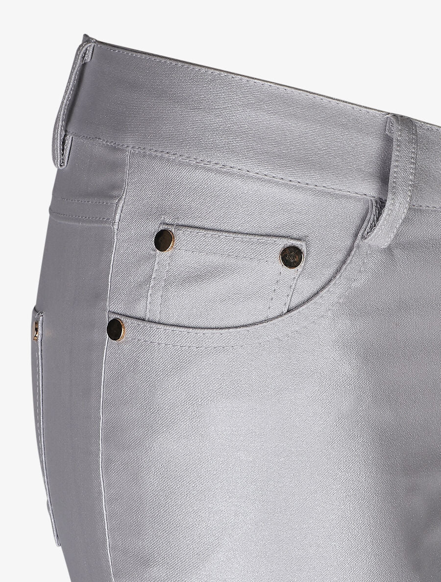 Pantalon lamé coupe skinny - Argent