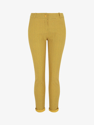 Pantalon droit taille haute imprimé petits points - Moutarde
