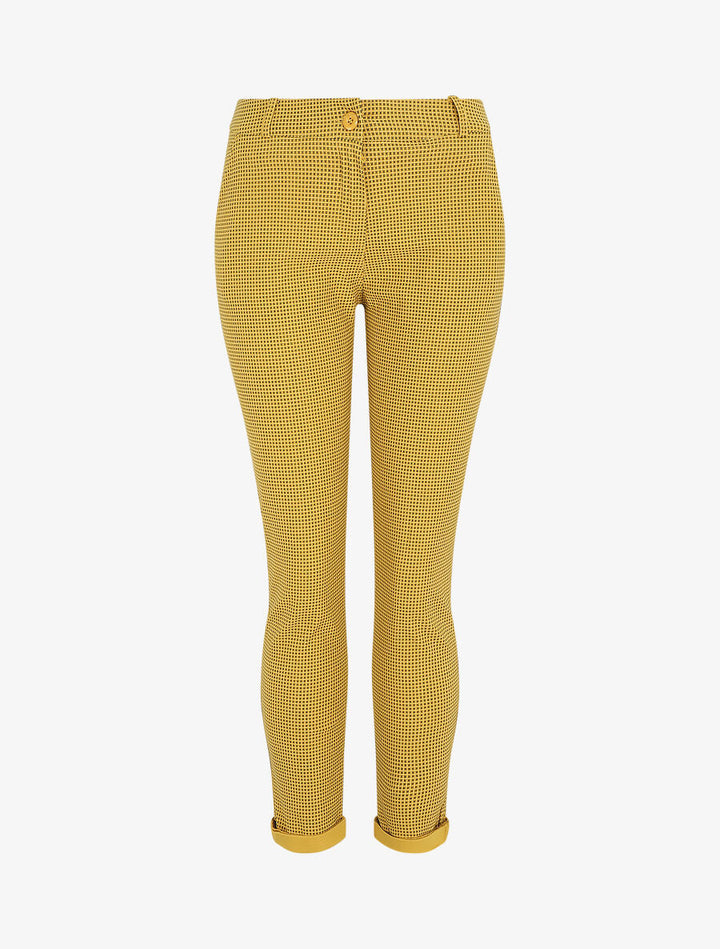 Pantalon droit taille haute imprimé petits points - Moutarde
