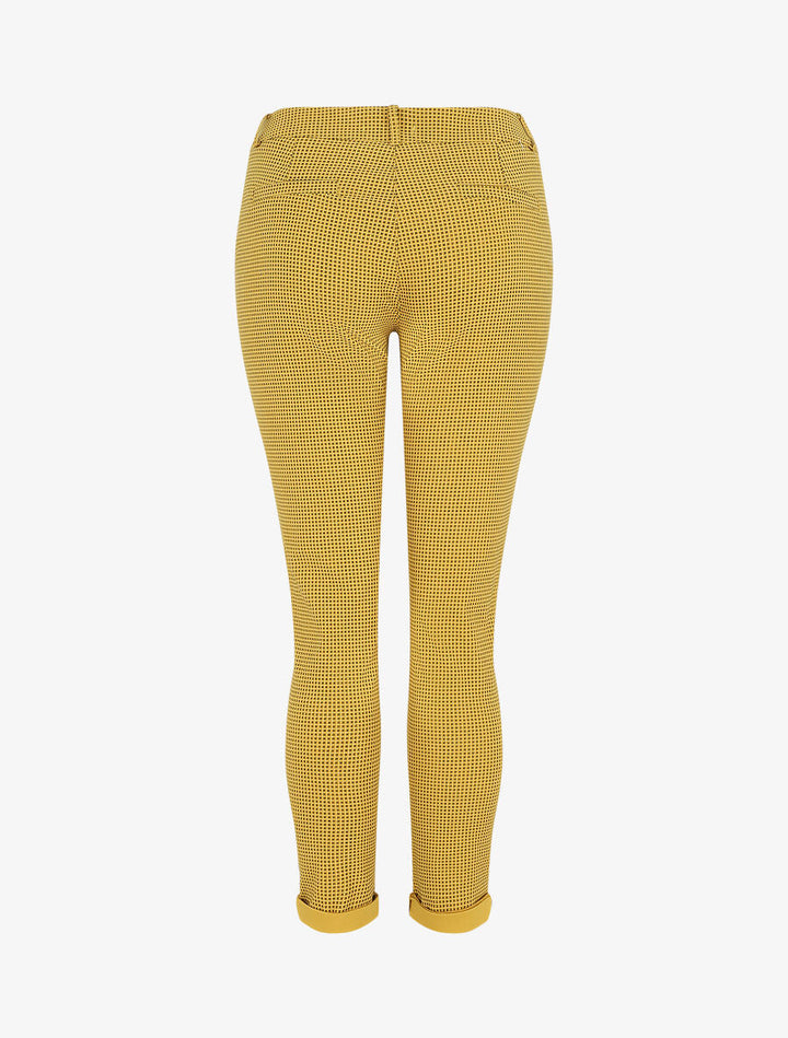 Pantalon droit taille haute imprimé petits points - Moutarde