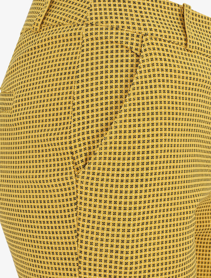 Pantalon droit taille haute imprimé petits points - Moutarde