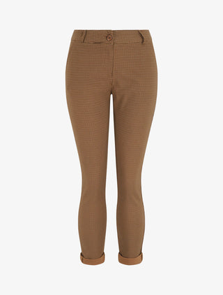 Pantalon droit taille haute imprimé petits points - Marron