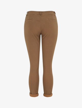 Pantalon droit taille haute imprimé petits points - Marron
