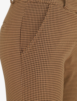 Pantalon droit taille haute imprimé petits points - Marron