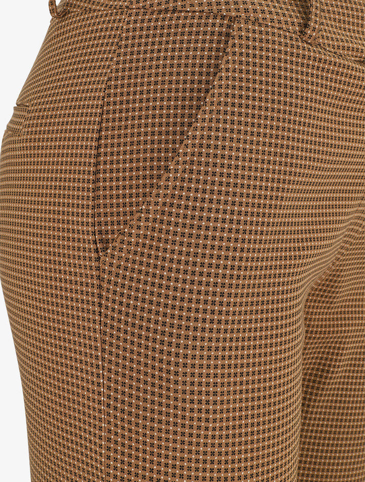Pantalon droit taille haute imprimé petits points - Marron