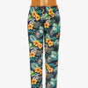 Pantalon droit taille haute imprimé tropical - Marine