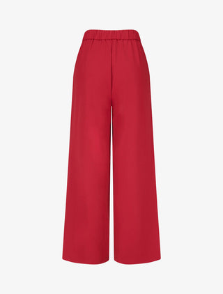 Pantalon ample taille haute à boucle fantaisie - Rouge