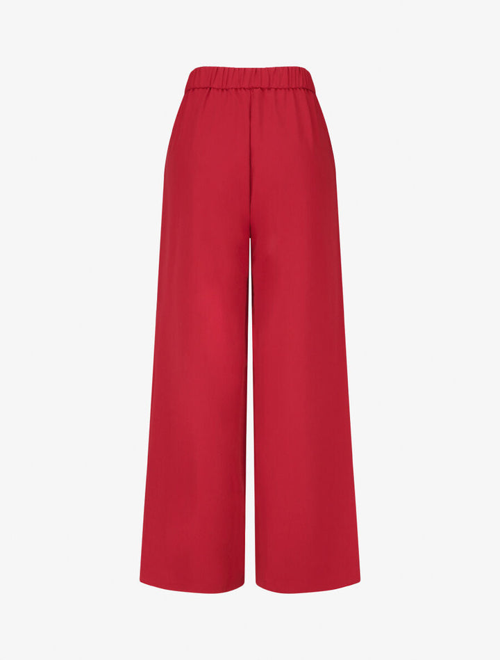 Pantalon ample taille haute à boucle fantaisie - Rouge