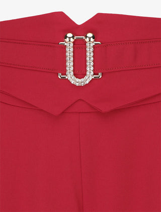Pantalon ample taille haute à boucle fantaisie - Rouge
