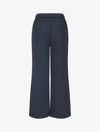 Pantalon ample taille haute à boucle style maillon - Marine