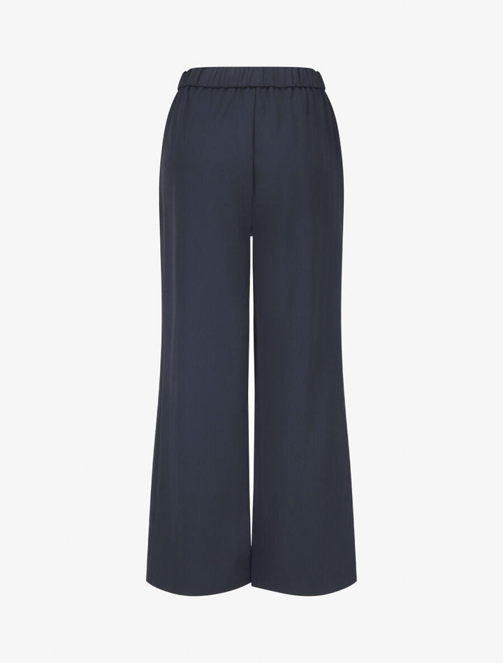 Pantalon ample taille haute à boucle style maillon - Marine