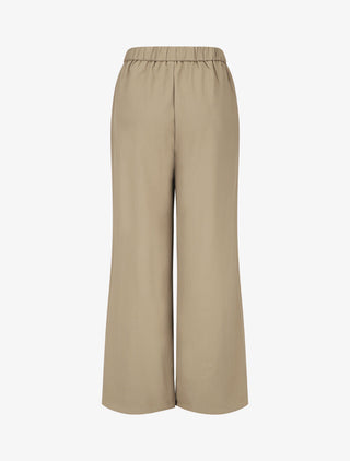 Pantalon ample taille haute à boucle style maillon - Taupe