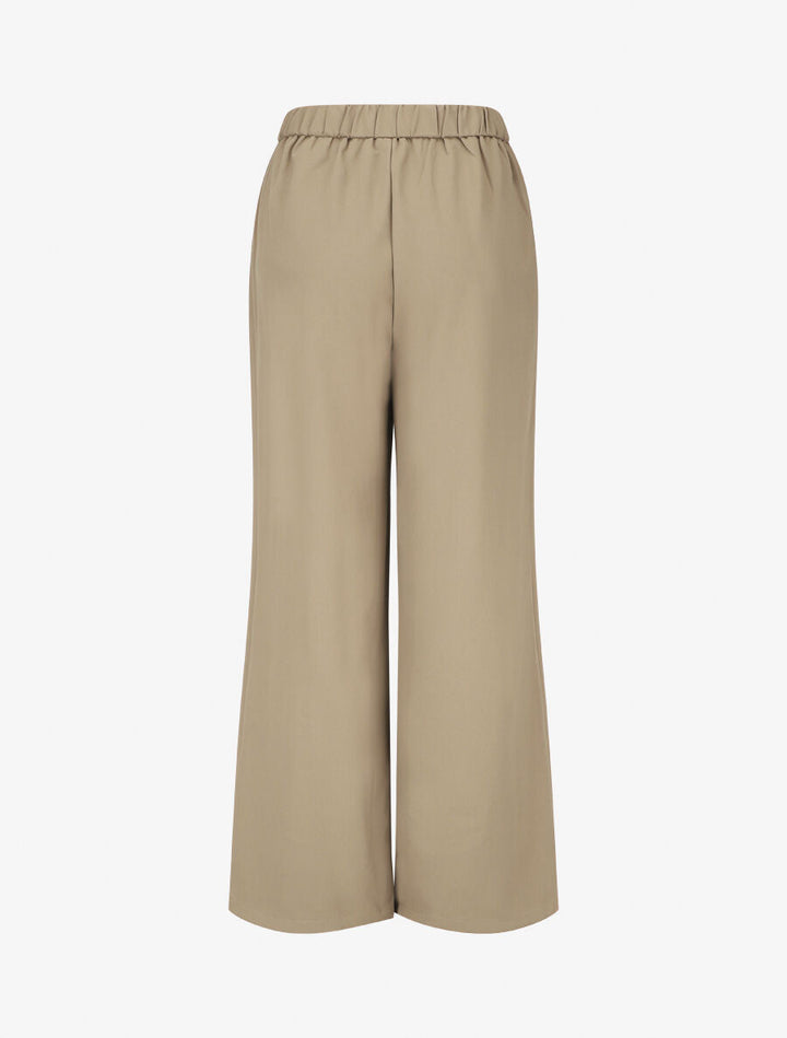 Pantalon ample taille haute à boucle style maillon - Taupe
