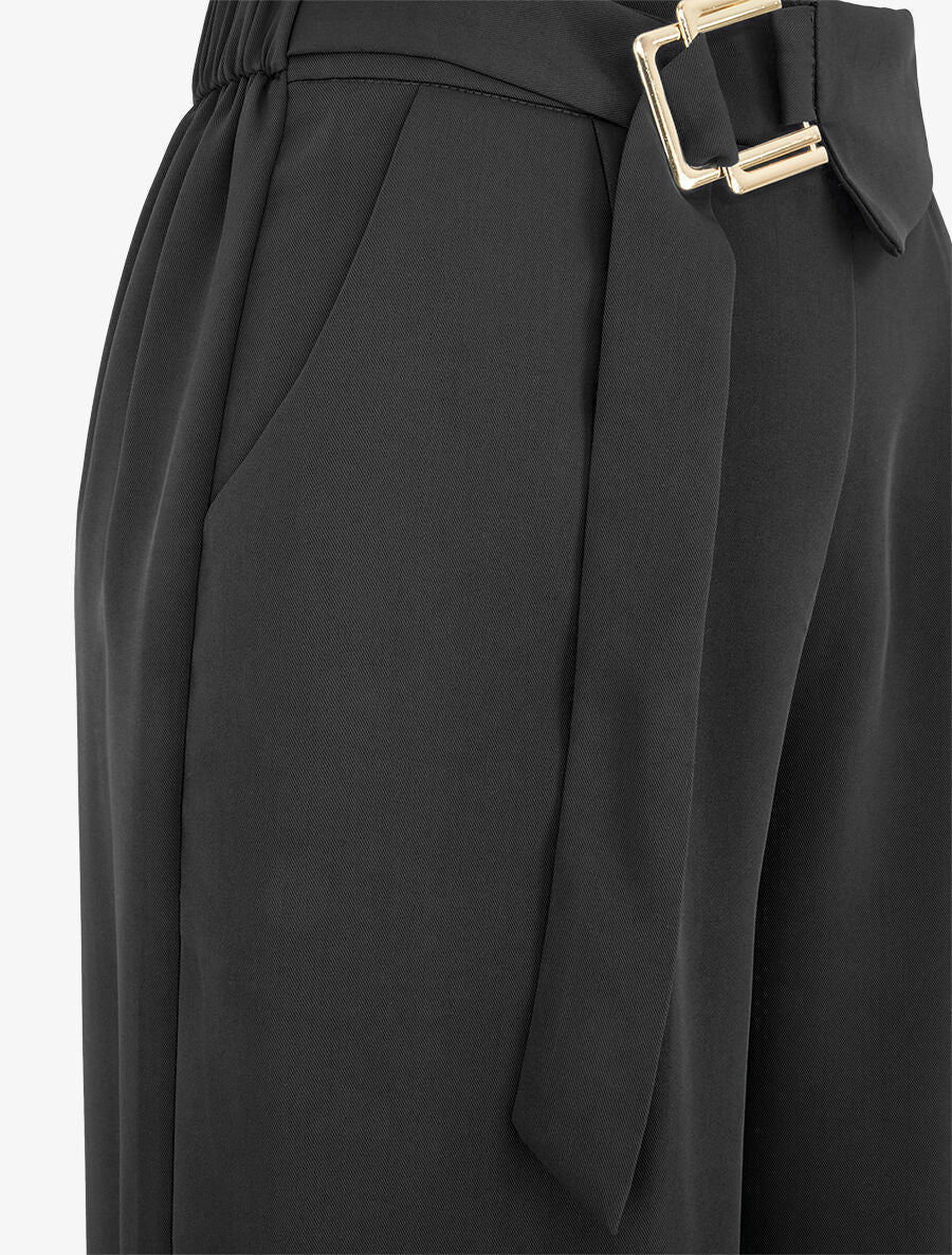 Pantalon ample à double boucles dorées - Noir