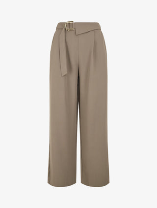 Pantalon ample à double boucles dorées - Kaki