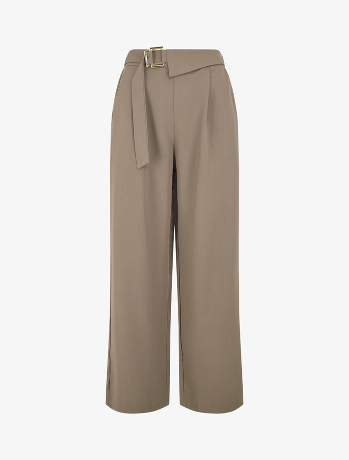 Pantalon ample à double boucles dorées - Kaki
