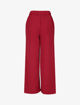 Pantalon ample taille haute à boucle - Rouge