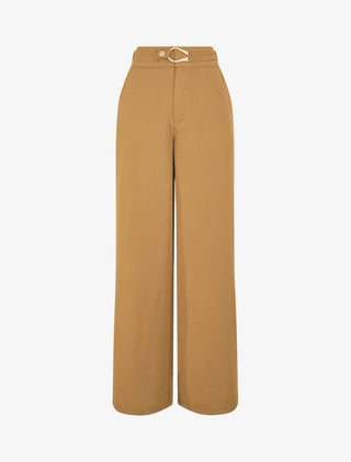 Pantalon ample à fermeture stylisée - Camel