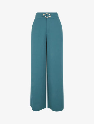 Pantalon ample à fermeture stylisée - Bleu canard