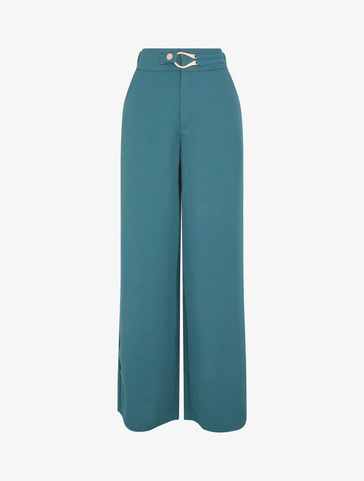 Pantalon ample à fermeture stylisée - Bleu canard