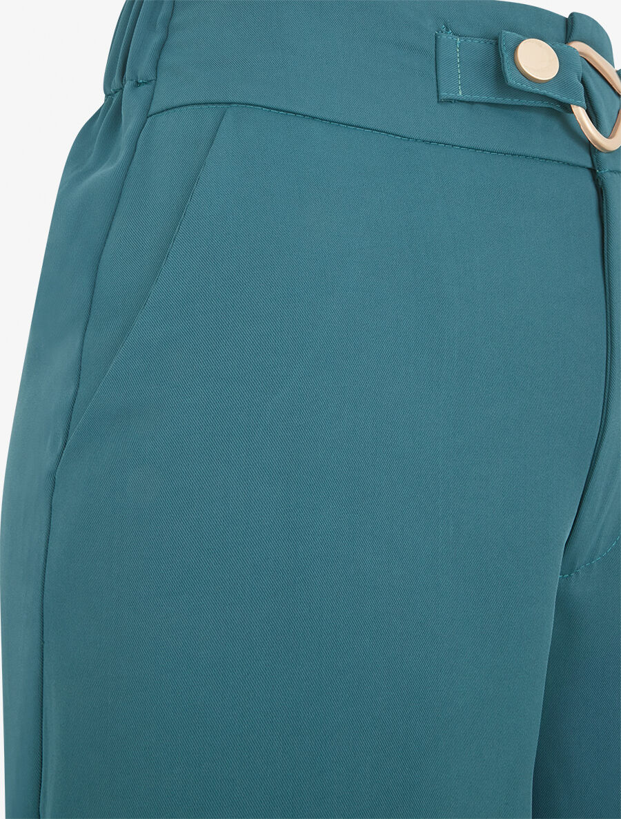 Pantalon ample à fermeture stylisée - Bleu canard