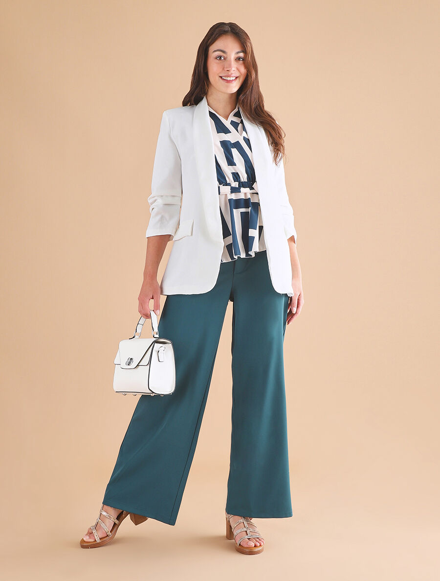 Pantalon ample à fermeture stylisée - Bleu canard