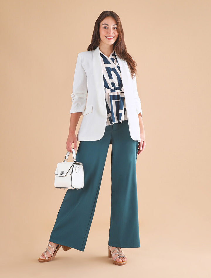 Pantalon ample à fermeture stylisée - Bleu canard