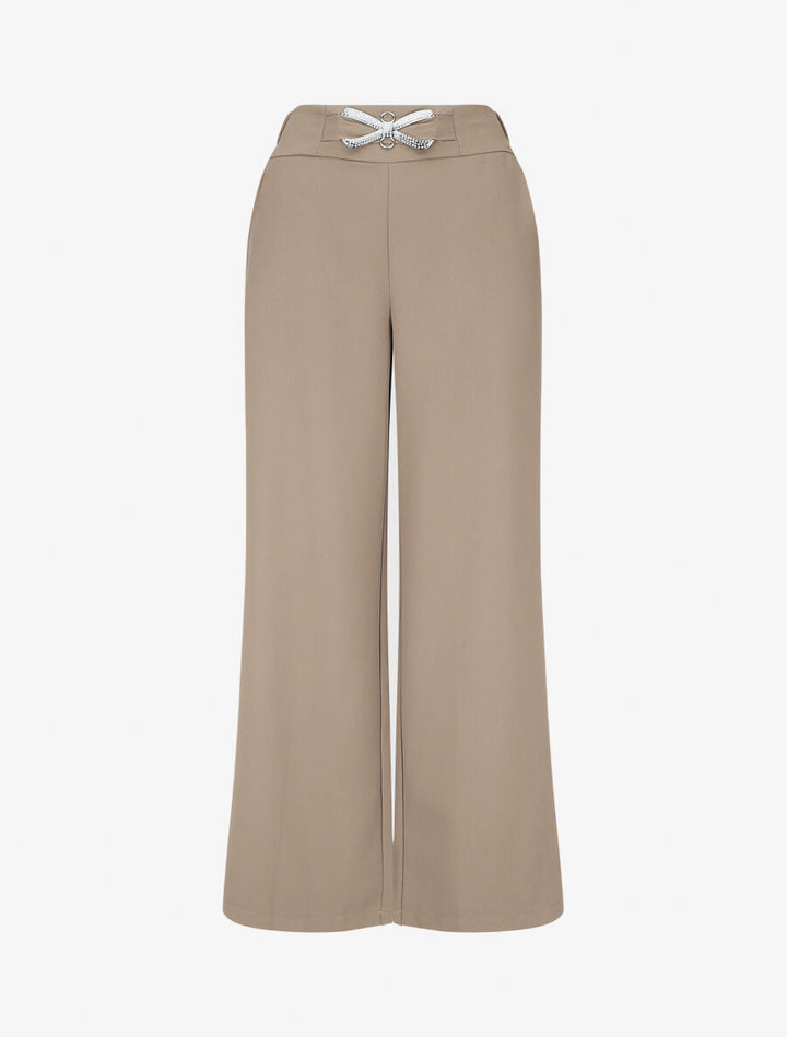 Pantalon ample à boucle style noeud - Taupe