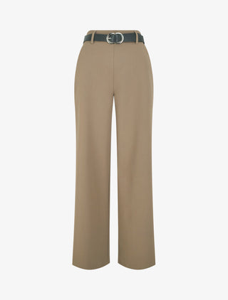 Pantalon ample à taille élastiquée - Taupe