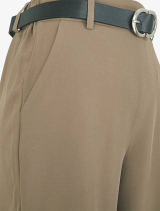Pantalon ample à taille élastiquée - Taupe