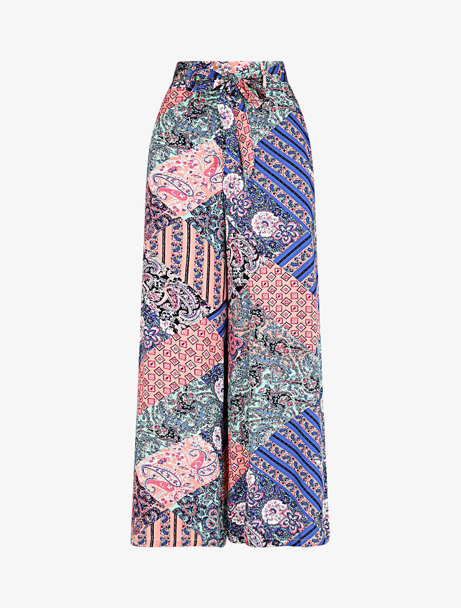Pantalon fluide élastiqué imprimé fantaisie - Rose