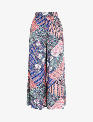 Pantalon fluide élastiqué imprimé fantaisie - Rose