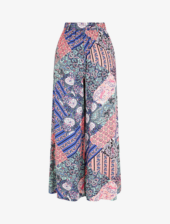 Pantalon fluide élastiqué imprimé fantaisie - Rose