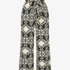 Pantalon imprimé ikat à taille haute élastiquée - Noir