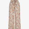 Pantalon imprimé fantaisie à taille haute élastiquée - Marron