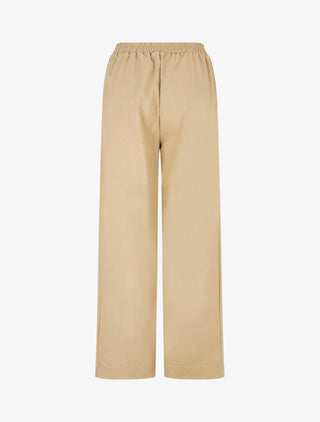 Pantalon uni droit effet lin - Beige