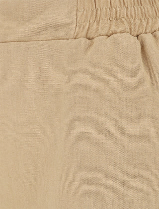 Pantalon uni droit effet lin - Beige