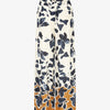 Pantalon droit taille haute imprimé floral - Marine