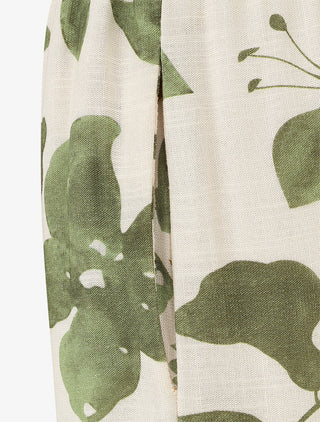 Pantalon droit taille haute imprimé floral - Vert