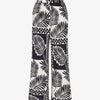 Pantalon droit taille haute imprimé tropical - Marine