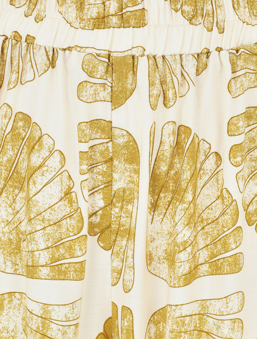 Pantalon droit taille haute imprimé fantaisie - Jaune