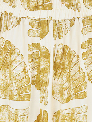 Pantalon droit taille haute imprimé fantaisie - Jaune