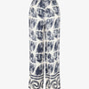 Pantalon droit taille haute imprimé fantaisie - Marine