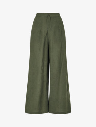 Pantalon fluide effet froissé - Kaki