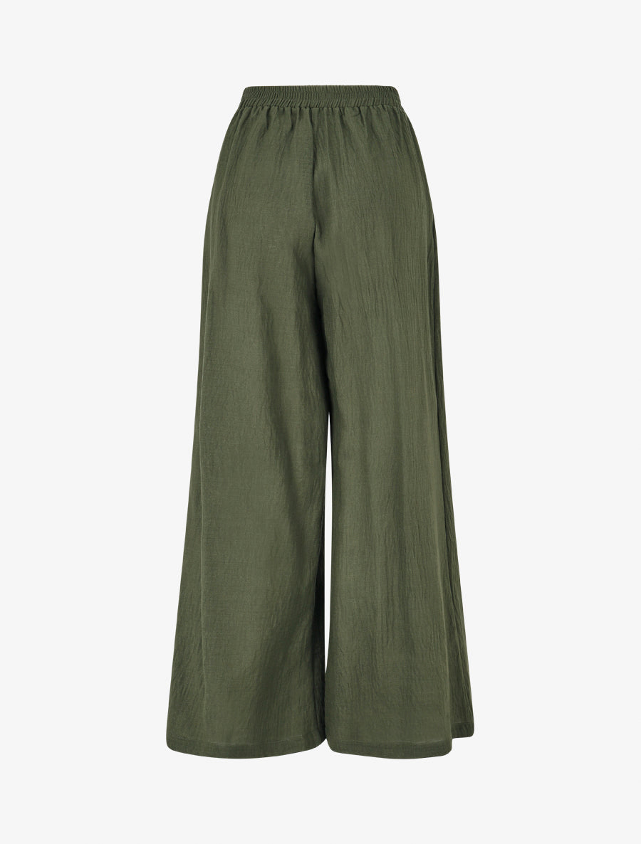 Pantalon fluide effet froissé - Kaki